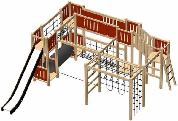 Legesystem med rutchebane og klatreområder